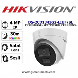 Hikvision DS-2CD1343G2-LIUF/SL 4mp Gece Renkli ve Çift Yönlü Sesli ip Dome Kamera